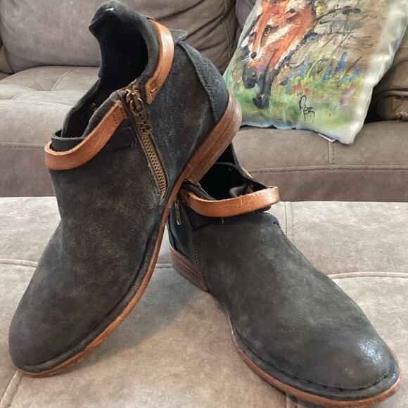 A.S.98 Felix Flat Boot Ankle Bootie Grey Free People Boho Leather US 7.5 8 EU 38 - Picture 2 of 13